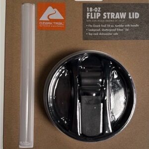 New In Package Ozark Trail Replacement Flip Lid W/ Straw for 18 Oz Tumbler-Black